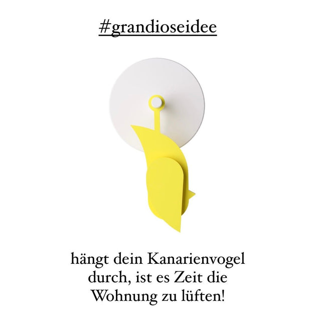 Birdie 2.0 Luftqualitätssensor Gelb, Vogel-Silhouette hängend