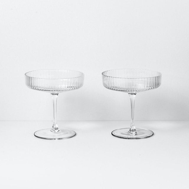 Geriffelte Champagnerschale Ripple klar, mundgeblasenes Glas