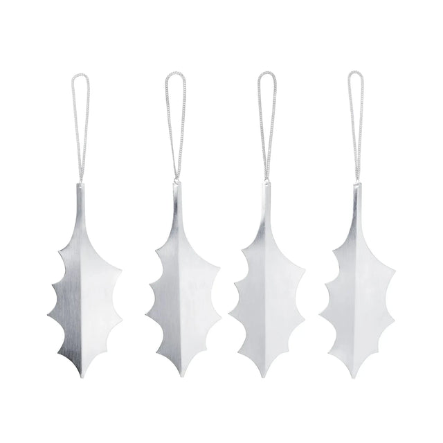 ferm LIVING Holly Leaf Ornaments Silber – Christbaumschmuck silber in Blattform