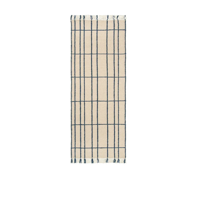 ferm LIVING Sen Teppichläufer 80 × 200 cm Parchment/Indigo