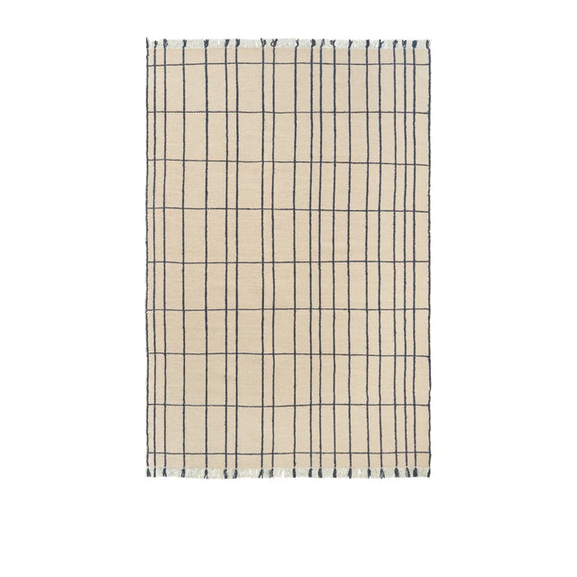 ferm LIVING Sen Wollteppich 200 × 300 cm Parchment/Indigo