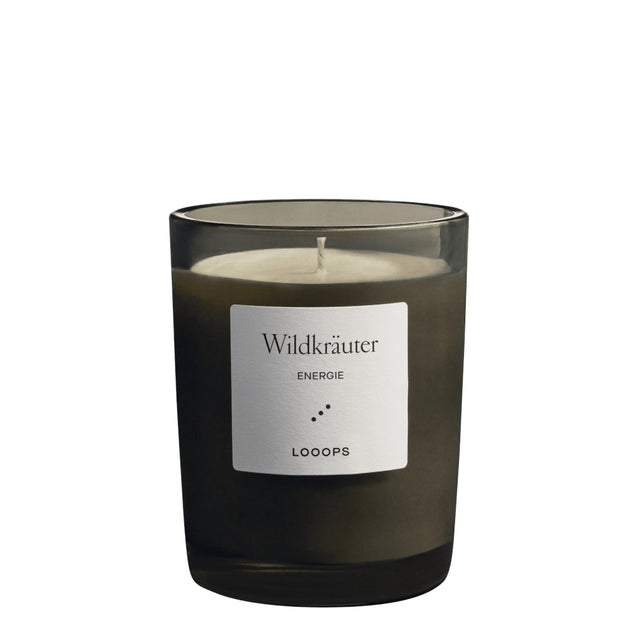 Looops Duftkerze Wildkräuter 250 g – natürliche Duftkerze mit ätherischen Ölen und Eichendeckel