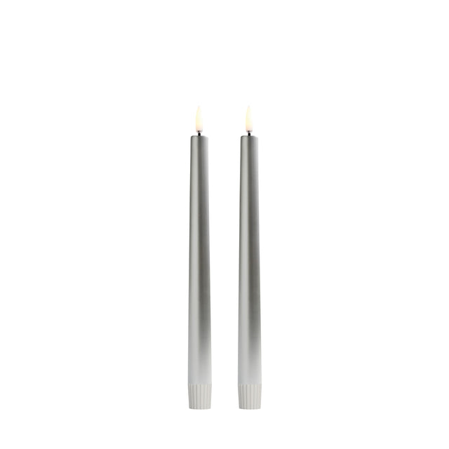 LED Stabkerzen 2er-Set 2,3 x 25 cm Silver Finish von Uyuni