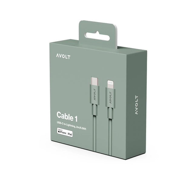 Avolt Cable 1 USB-C auf Lightning Ladekabel in Oak Green