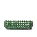 ferm LIVING Ceramic Basket Oval Grün – Obstschale aus Keramik im Flechtdesign