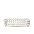 ferm LIVING Ceramic Basket Oval Off-white – Obstschale aus Keramik im Flechtdesign