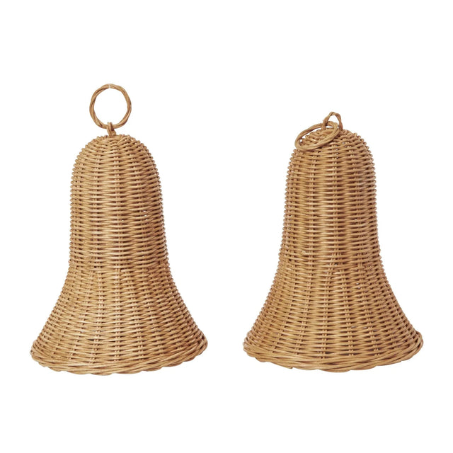 ferm LIVING Braided Glocken – große Rattan-Glocken 2er-Set, 20 cm