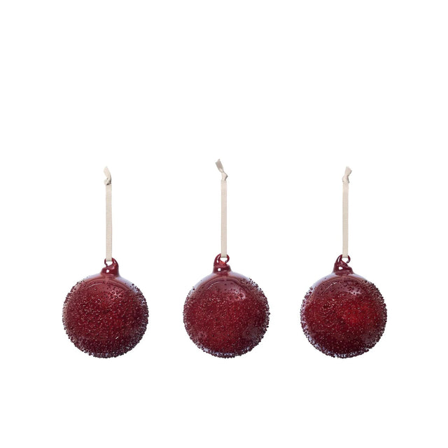 ferm LIVING Flurry Weihnachtskugeln M Picante Red – rote Christbaumkugeln aus Glas 8 cm