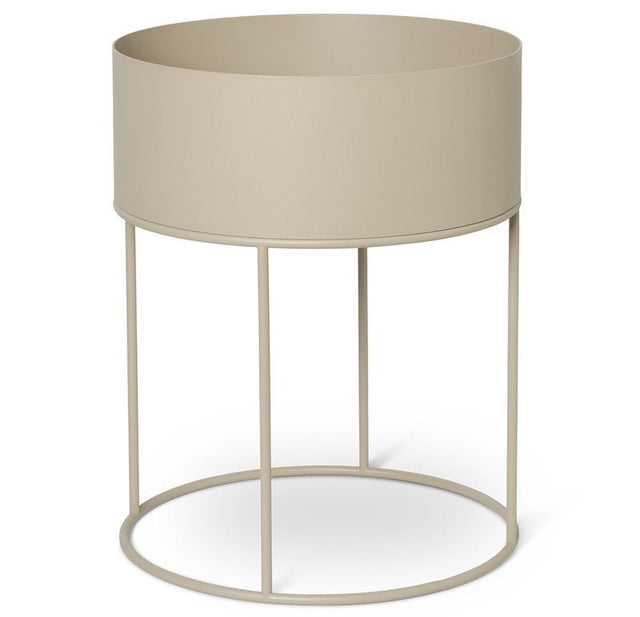 ferm LIVING Plant Box Rund in Cashmere – runder Pflanzkübel aus Metall