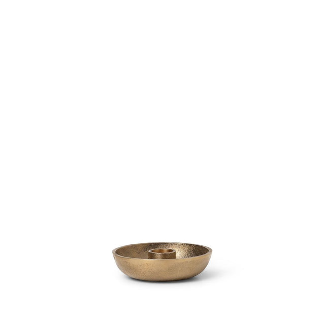 ferm LIVING Bowl Kerzenhalter Single aus massivem Messing für eine Stabkerze