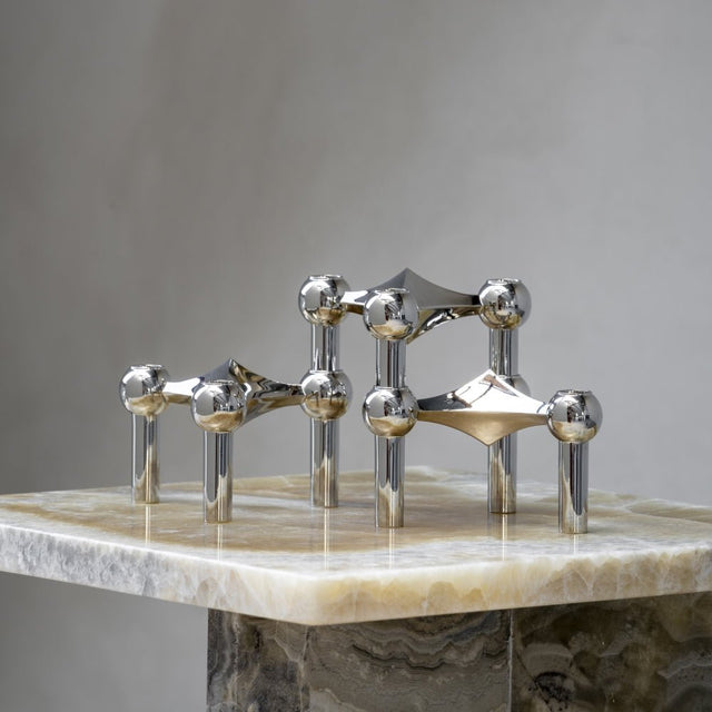 Kerzenhalter Chrom 3er Set - Stoff Nagel - DesignWe.Love