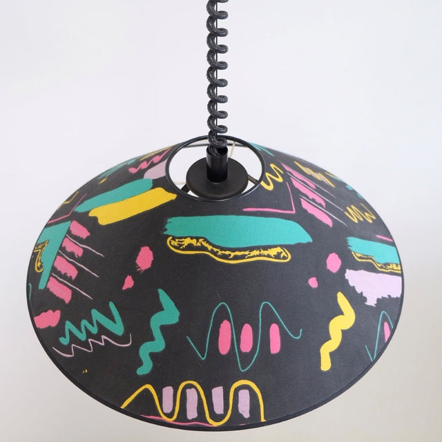 Postmoderne Pendelleuchte im Memphis Milano Stil der 1980er - Vintage Lampe - DesignWe.Love
