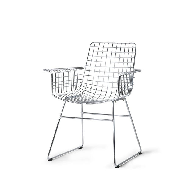 HKliving Wire Chair mit Armlehnen chrom – Armlehnstuhl aus Metall